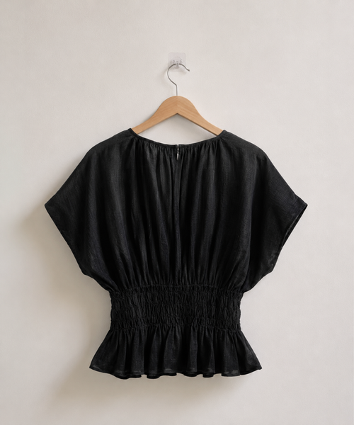 Black Smocked Top