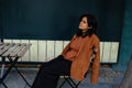 Brown embroidered  blazer