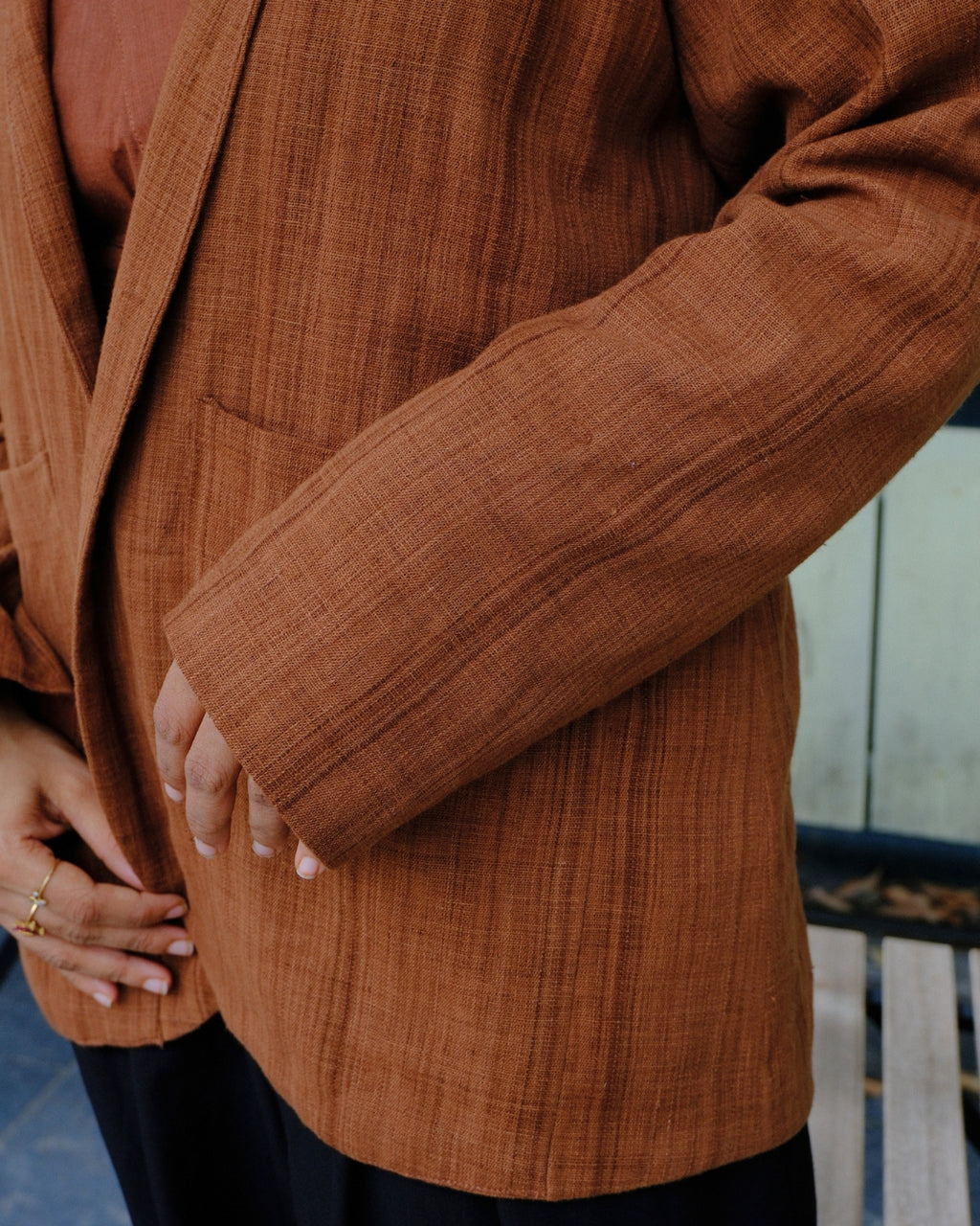 Brown embroidered  blazer