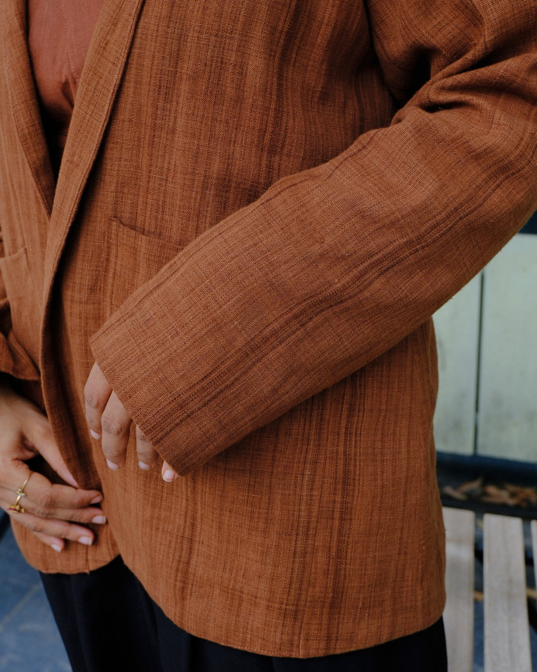 Brown embroidered  blazer