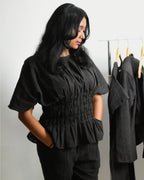 Black Smocked Top